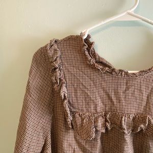 Gingham Blouse with Ruffle Detailing